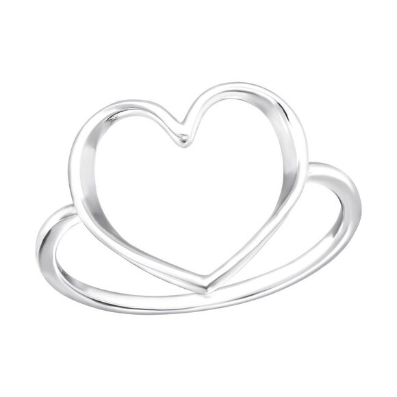 Sterling Silver Open Heart Ring - Minimalist Love Jewelry - Picture 1 of 14